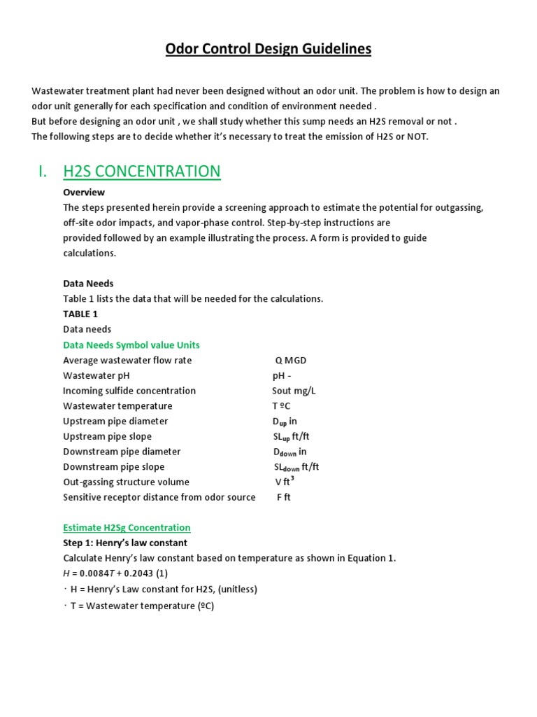 Odor Control Design Guidelines PDF Adsorption Ventilation