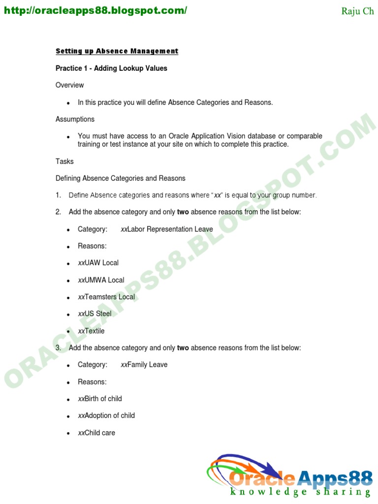 Oracle Absence Management Setup Guide | PDF | Oracle Database | Databases