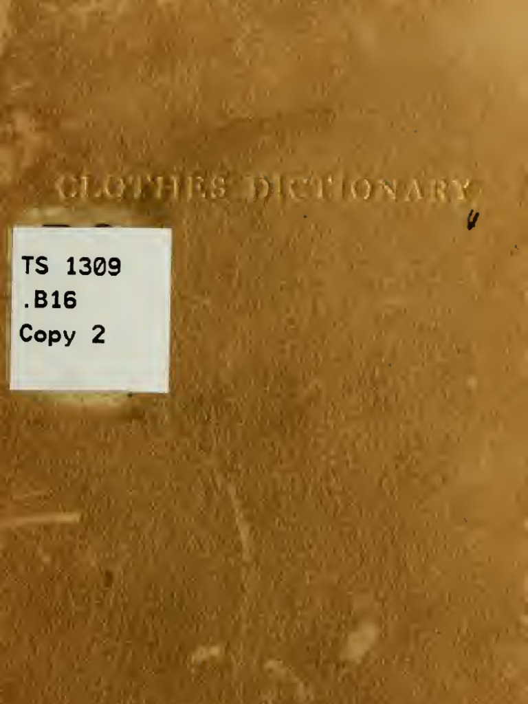 (1901) Clothes Dictionary PDF Coat (Clothing) Textiles