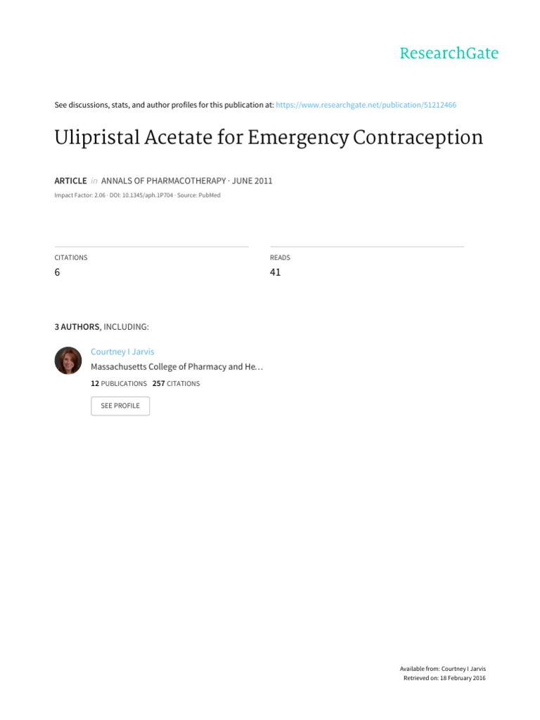 Ulipristal Acetate: Emergency Contraception | PDF | Pharmaceutical ...