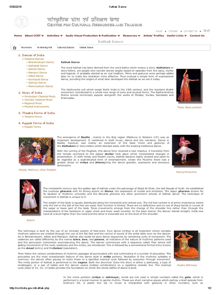 Kathak Dance Pdf Pdf Dances Performing Arts