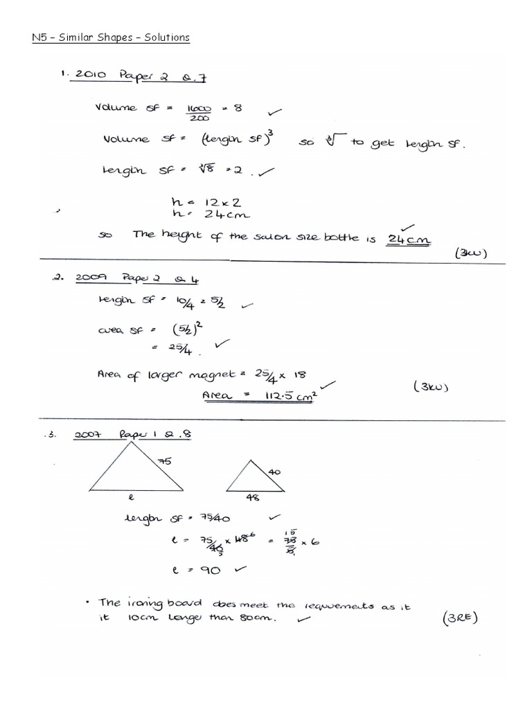 N5 Similar Shapes Solutions Guide | PDF