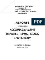 Reports: Accomplishment Reports, RPMS, Class Inventory