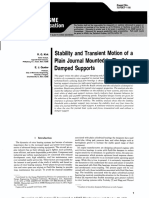 StabilityTransient Motion of a Plain Journal Bearing Mounted in Flexible Damped Supports Kirk Gunter 1975