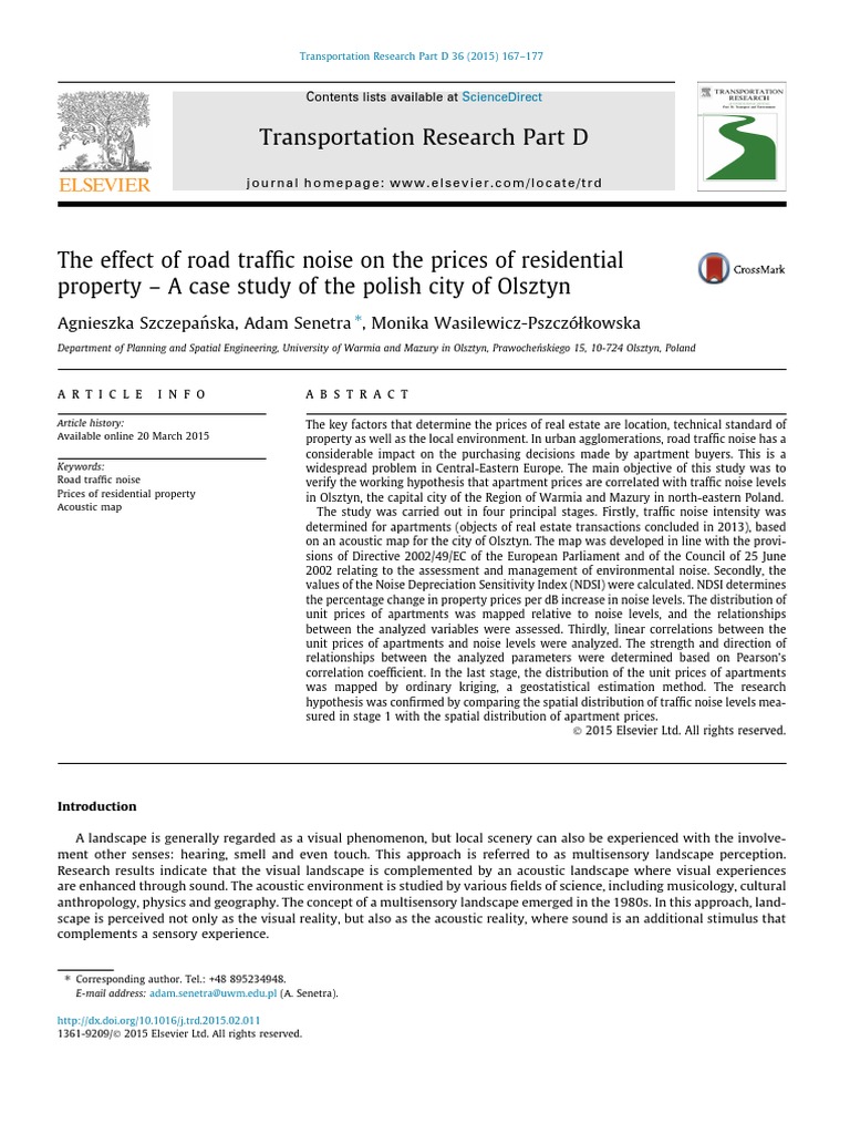 Impact of Traffic Noise on Property Prices | PDF | Correlation And ...