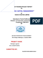 Radico Khaitan Summer Training Report on Working Capital Management