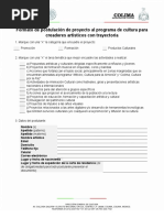 Formato de Proyecto para Creadores con Trayectoria. Colima 2016. 