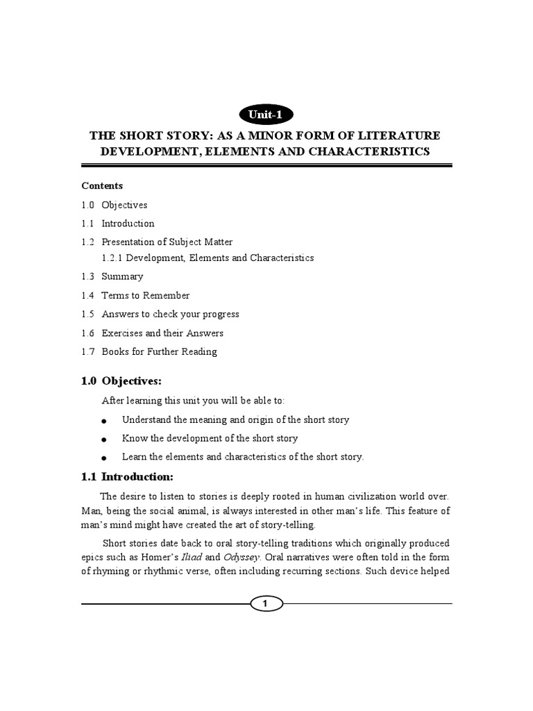 B. A. Part-I Optional English All Unit | PDF | Plot (Narrative) | Short ...