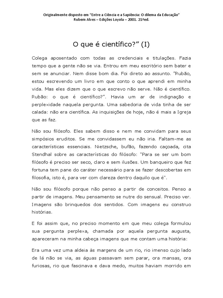 O Que e Cientifico Rubem Alves