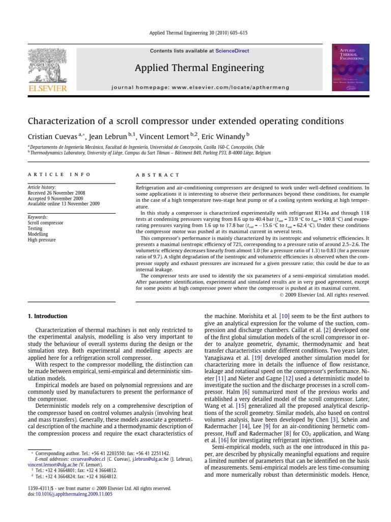 Scroll Compressor Performance Analysis | PDF | Computer Simulation ...