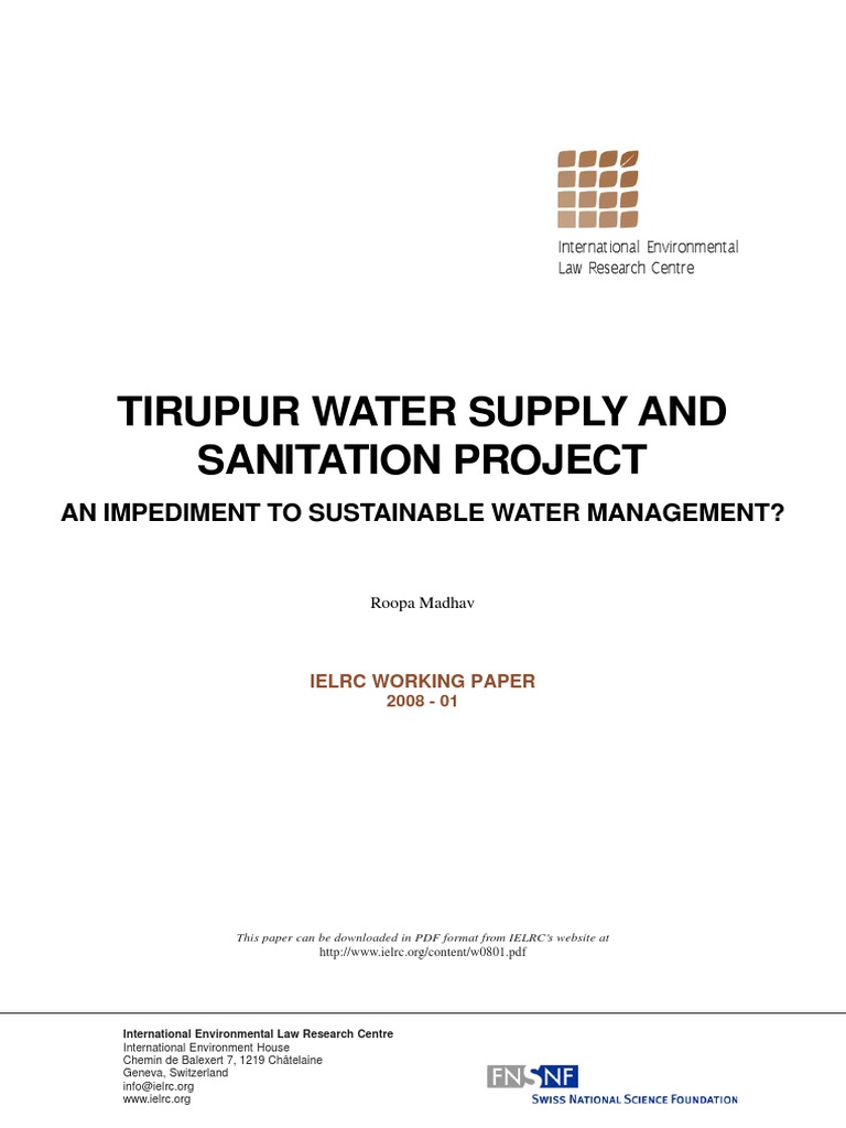 Tirupur Water Supply and Sanitation Project An Impediment To