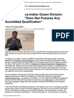 Southern Africa-Indian Ocean Division - ... Possess Any Accredited Qualification