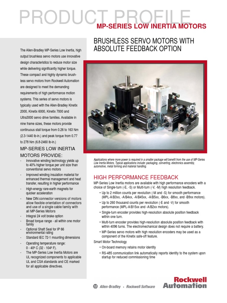 MPSeries Low Inertia Servo Motors PDF Electrical Connector