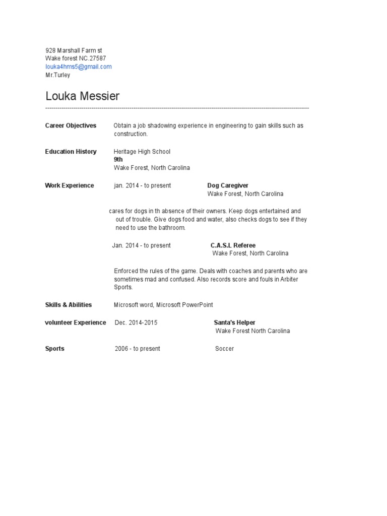 Engineering Job Shadowing Resume | PDF