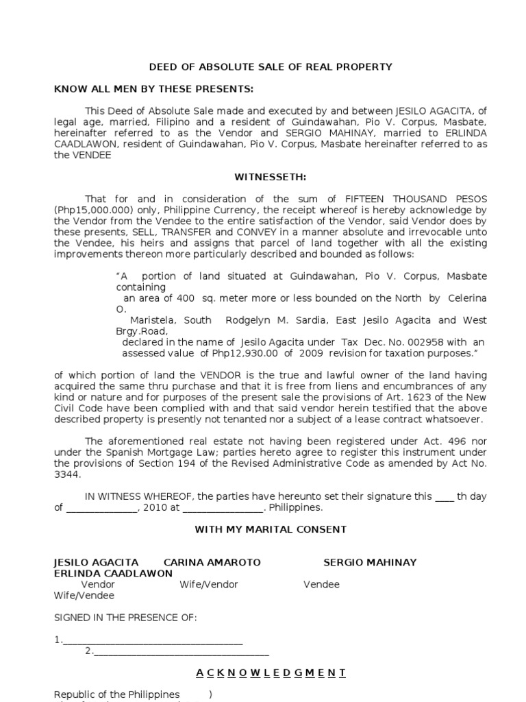 pdf contract law Law Sale of Deed Real Property of Absolute Mortgage Deed pdf contract law Law Sale of Deed Real Property of Absolute Mortgage Deed
