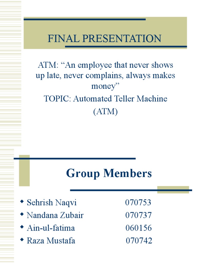 ATM Insights for Finance Students | PDF | Automated Teller Machine ...