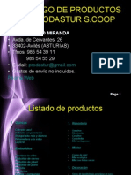 Catálogo de Productos de Prodastur