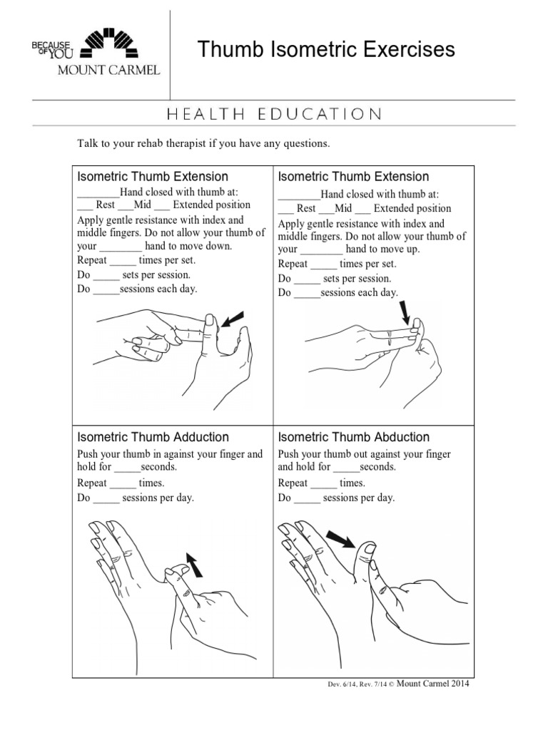 Thumb Isometric Exercises Thumb Finger