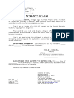 Affidavit of Loss - SSS ID