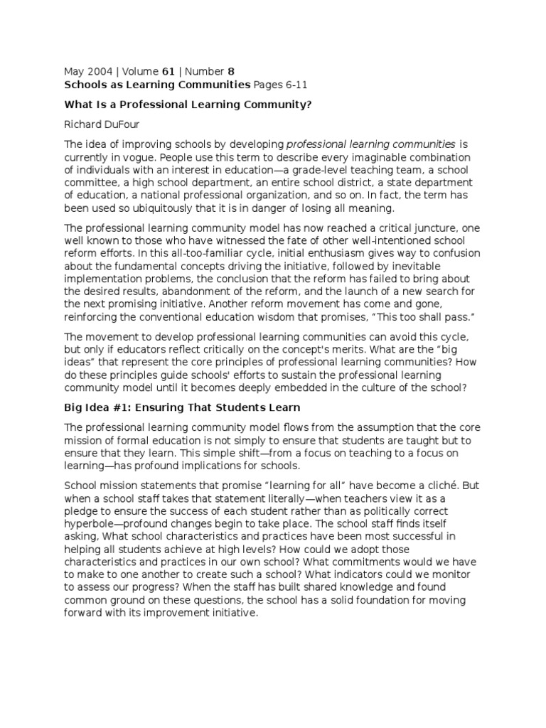 Understanding Professional Learning Communities | PDF | Educational ...