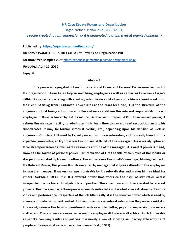 Power Dynamics in Organizations | PDF | Organizational Behavior | Expert