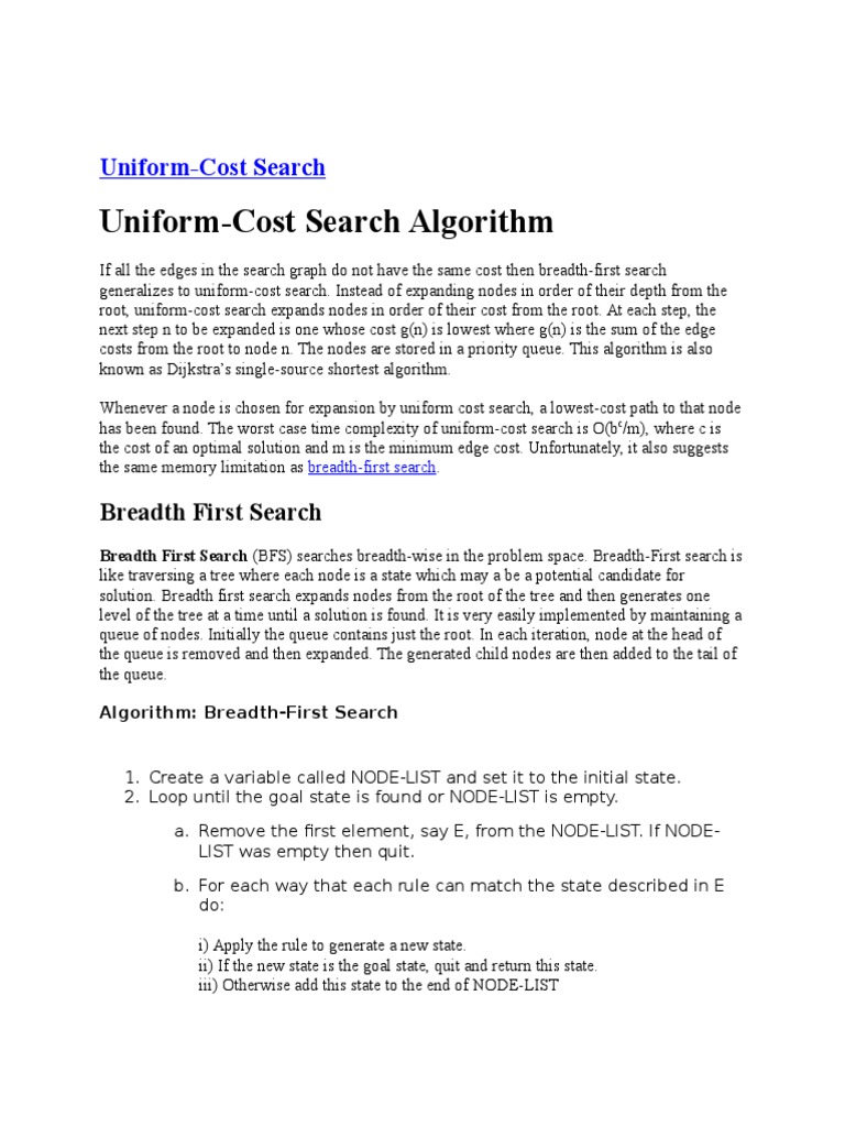 Uniform Cost Search | Computer Programming | Algorithms And Data Structures