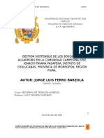 Gestion Sostenible de Los Bosques de Algarrobo en La Comunidad Campesina Jose Ignacio Tavara Pasapera, Distrito de Chulucanas, Provincia de Morropón, Región Piura