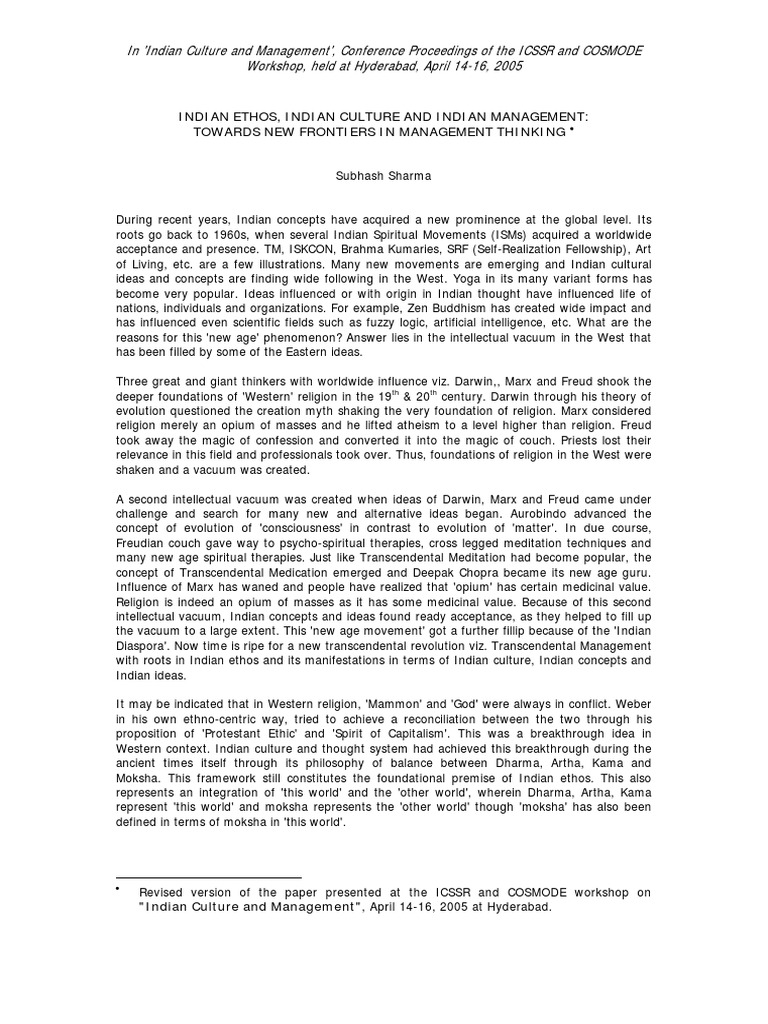 Indian Ethos in Management Evolution | PDF | Polytheism | Yoga