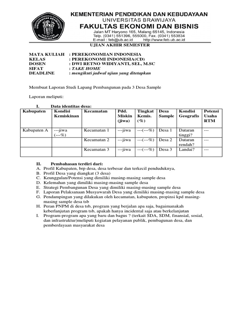 Soal Uas Perekonomian Indonesia 2015 2016