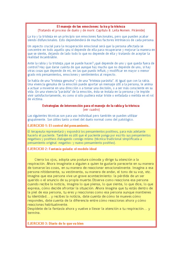 El Manejo de Las Emociones | PDF | Dolor | Trauma psicólogico