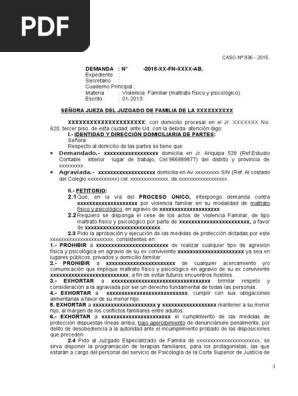 Modelo Para Interponer Demanda De Violencia Familiar Violencia