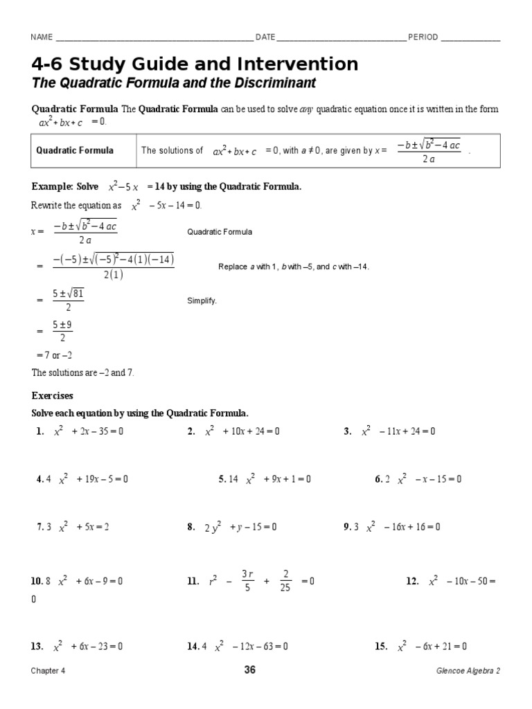 8 The Quadratic Formula And The Discriminant
