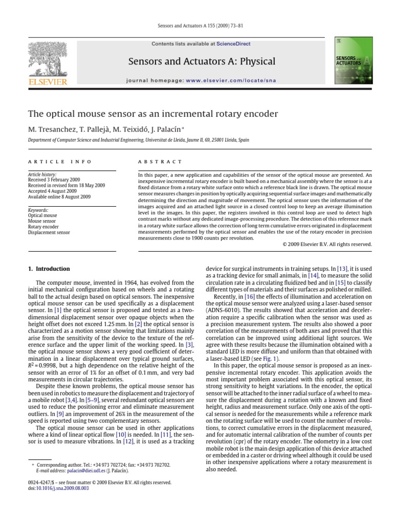 The Optical Mouse Sensor As An Incremental Rotary Encoder Pdf