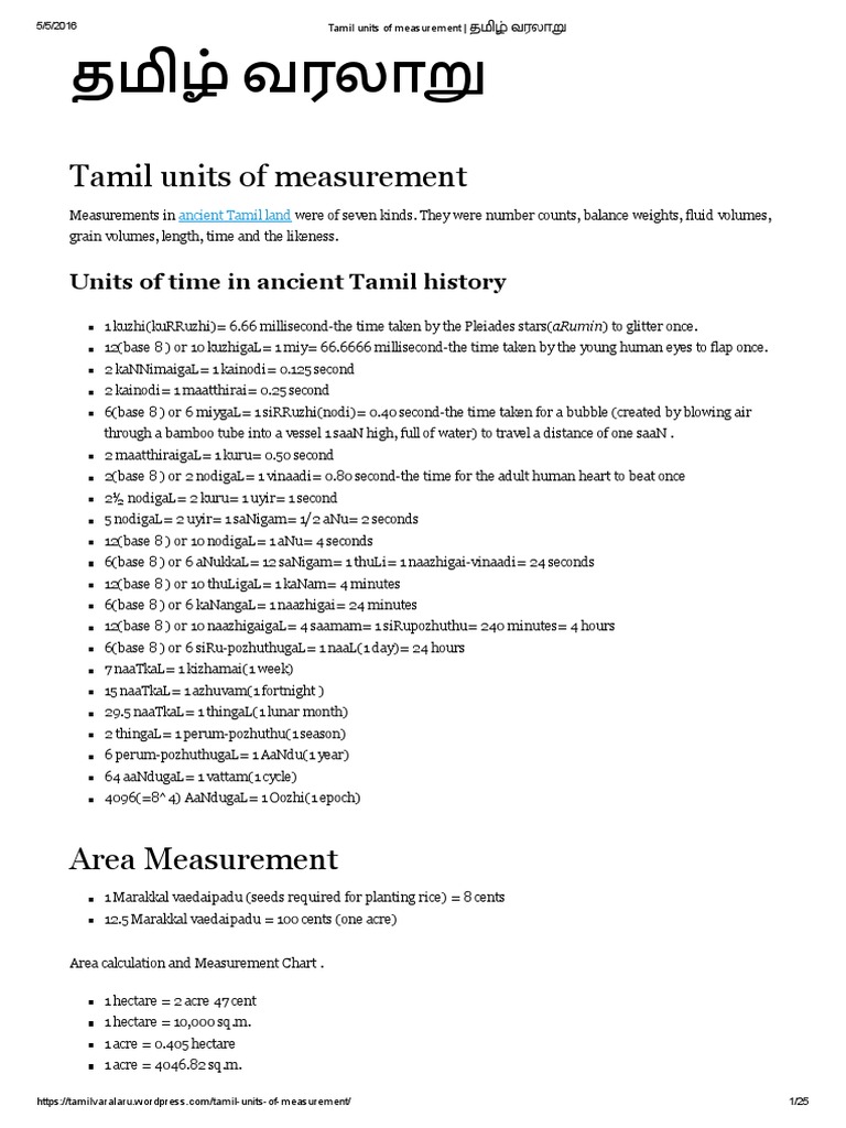 Tamil units of measurement _ தமிழ் வரலாறு Acre Units Of Measurement