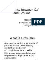 Difference between Resume and curriculum vitae