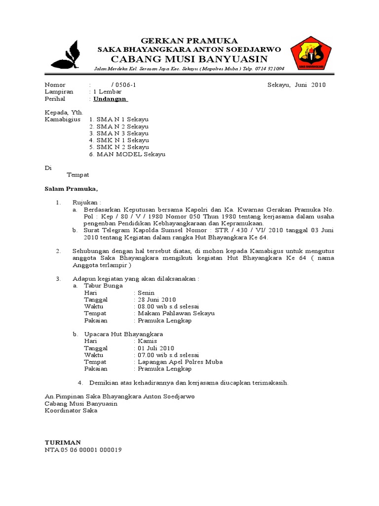 contoh Surat Undangan Rapat Pramuka contoh Surat Undangan Rapat Pramuka