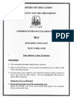 Common Entrance Examination 2011 English Language