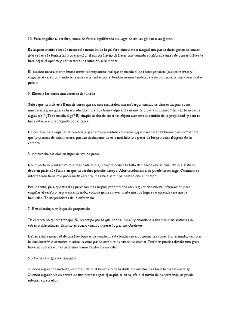 Trucos para Engañar al Cerebro | PDF | Toma de decisiones | Ahorro