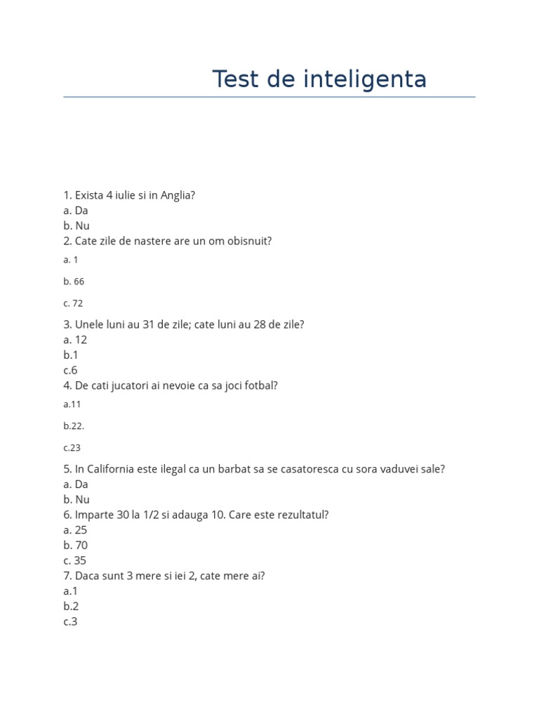 Test De Inteligenta