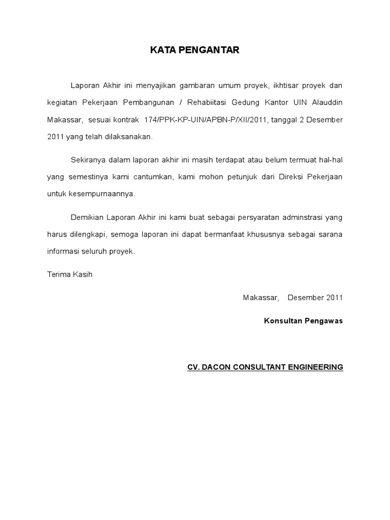 Contoh Laporan Bulanan Konsultan Pengawas Jalan Barisan
