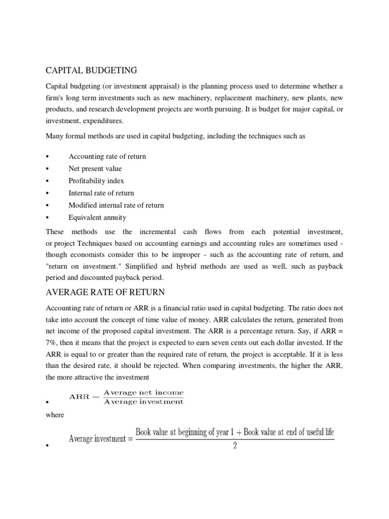 Capital Budgeting Techniques Explained | PDF | Net Present Value ...