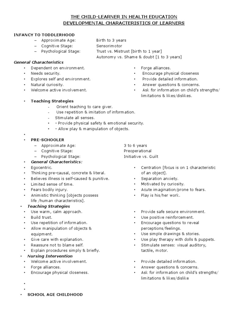 Developmental Stages of Learners | PDF | Family | Motivation