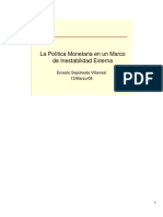 La Política Monetaria en Un Marco de Inestabilidad Externa