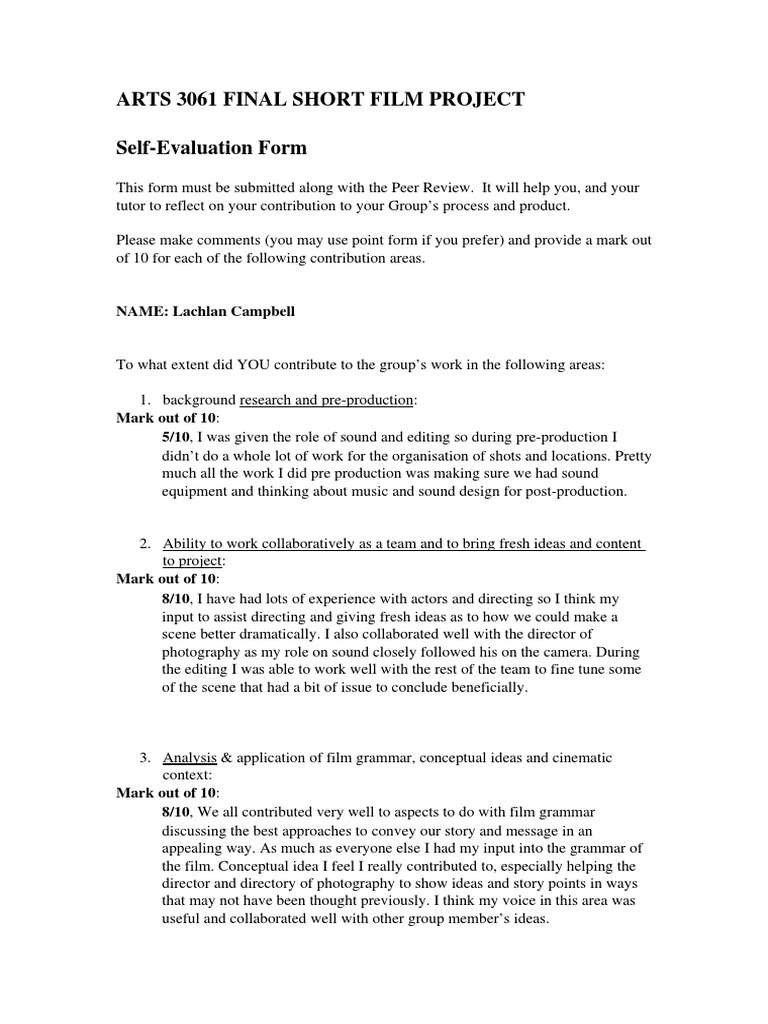 Self Evaluation | PDF