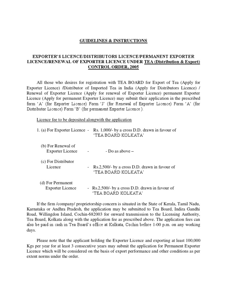 Guidelines & Instructions for Export License License Exports