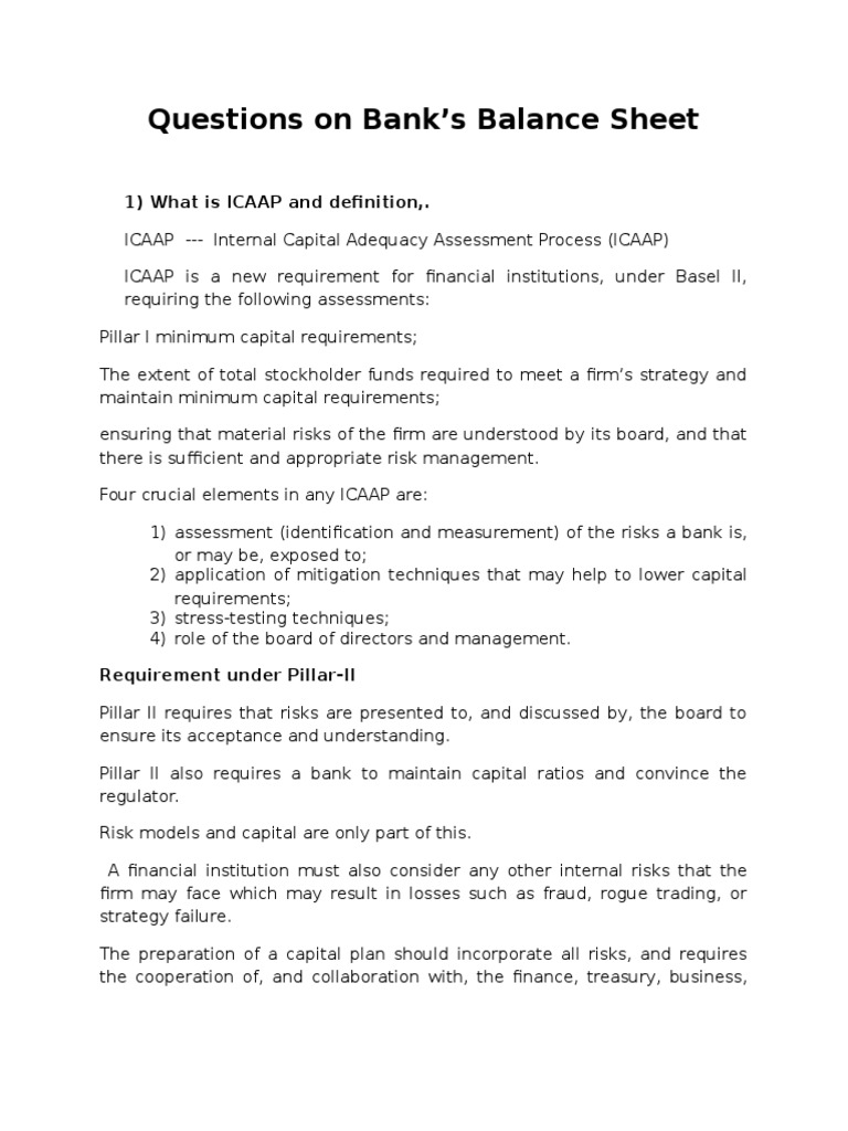 Understanding the Internal Capital Adequacy Assessment Process and Key