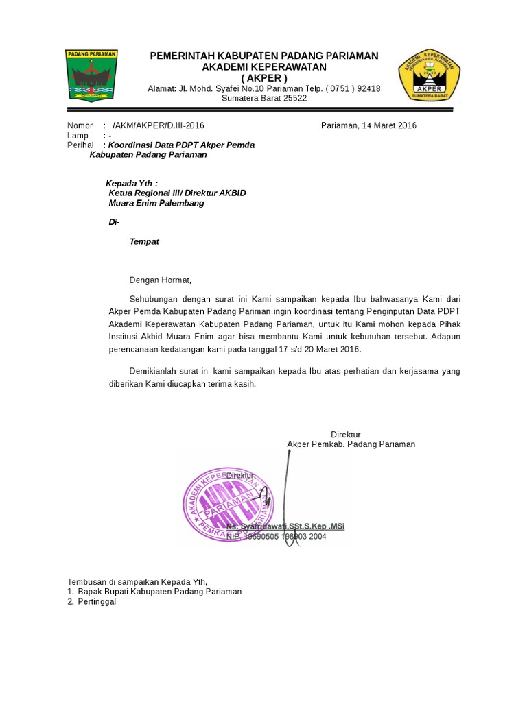 Contoh Surat Pemakluman Cob