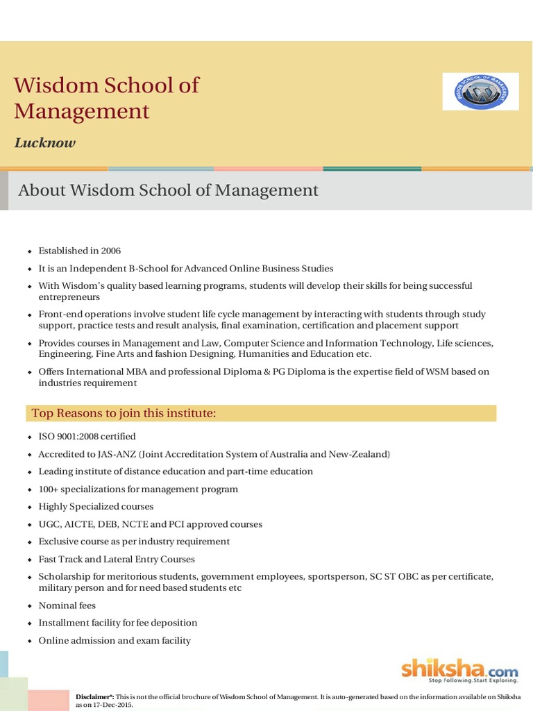 Wisdom School Of Management Download Free Pdf Mechanical