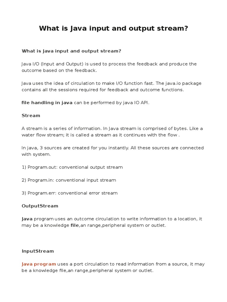 What Is Java Input and Output Stream? PDF