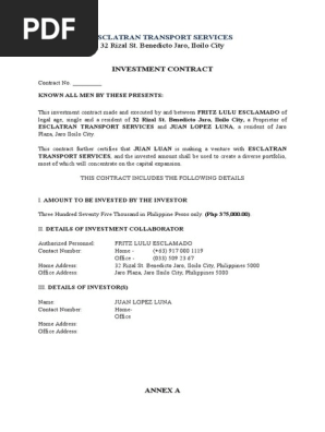 Sample Investment Contract
